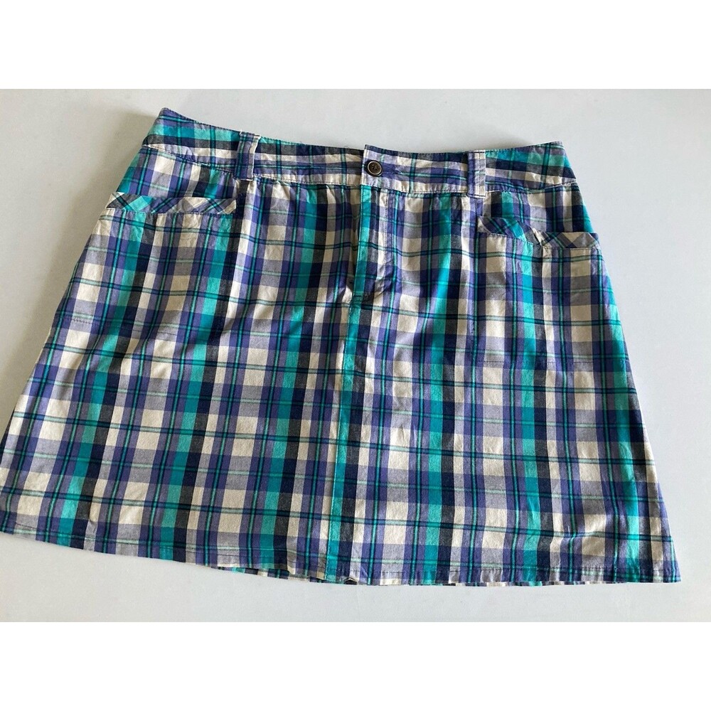 White Stag Plaid Skort Women’s 14 Stretch Purple & Turquoise Good Condition